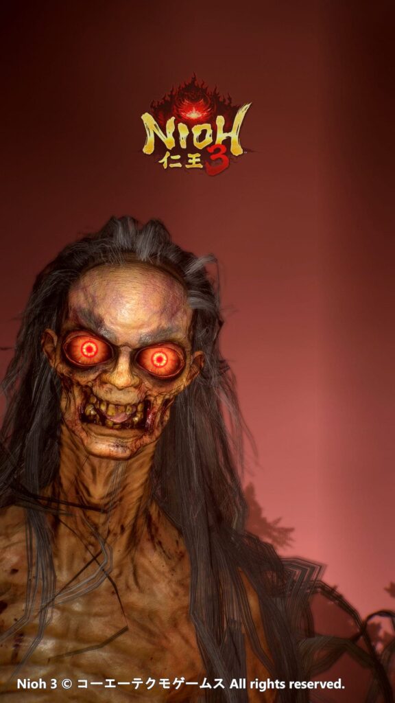 Nioh 3 key visual showing a samurai facing a supernatural yokai in Sengoku-era Japan