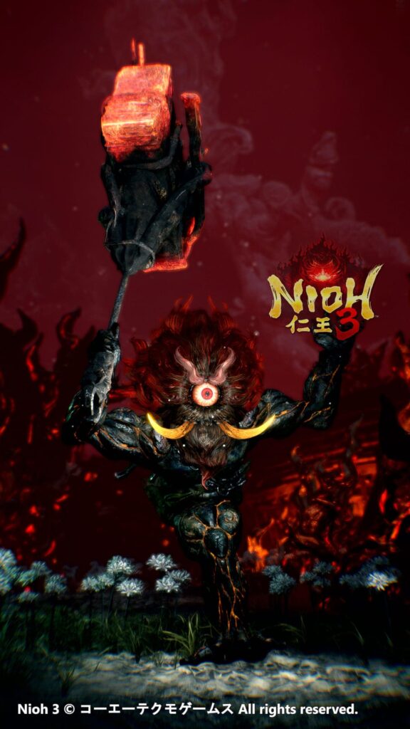 Nioh 3 key visual showing a samurai facing a supernatural yokai in Sengoku-era Japan