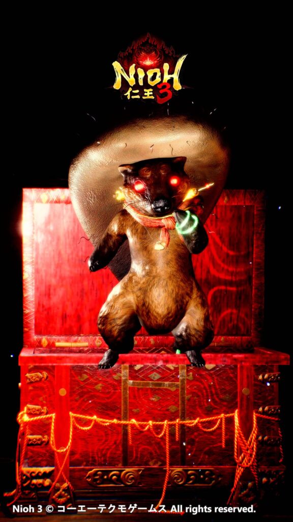 Nioh 3 key visual showing a samurai facing a supernatural yokai in Sengoku-era Japan