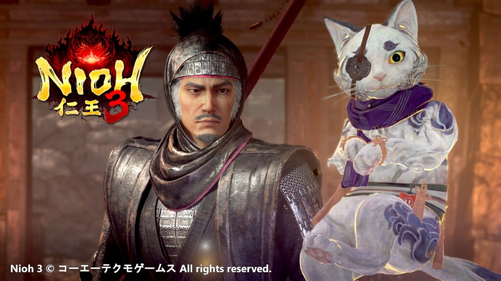 Nioh 3 key visual showing a samurai facing a supernatural yokai in Sengoku-era Japan