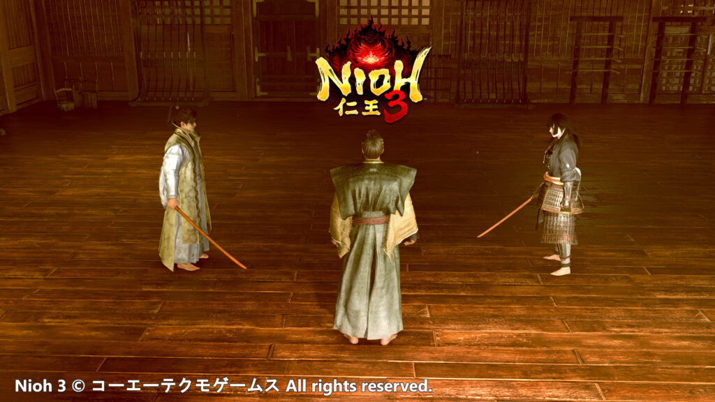 Nioh 3 key visual showing a samurai facing a supernatural yokai in Sengoku-era Japan