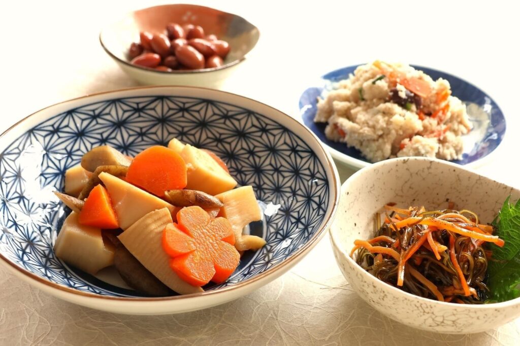 Everyday Japanese table setting with affordable Mino ware bowls and plates