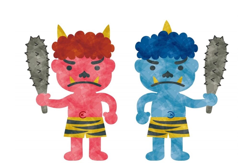 oni demon from Japanese folklore with horns and iron club