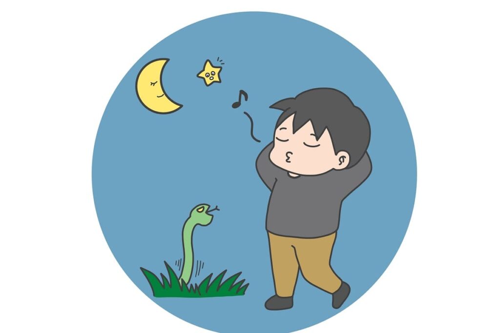 If you whistle at night, snakes will come