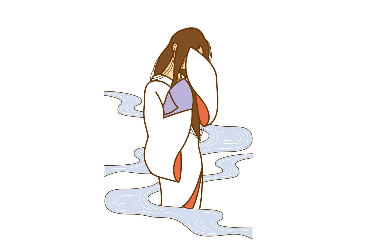 ubume ghost mother carrying a baby in Japanese folklore