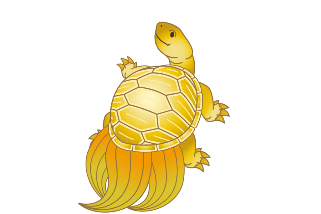 Japanese turtle with long tail (minogame) symbolizing longevity