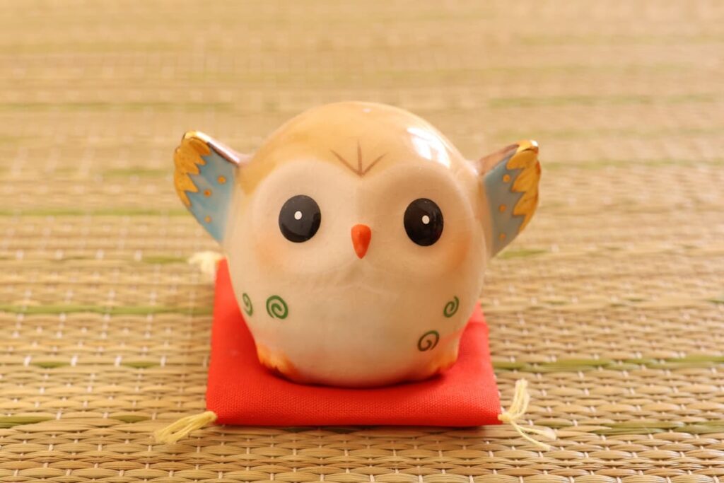 Owl charm souvenir from Japan representing good fortune