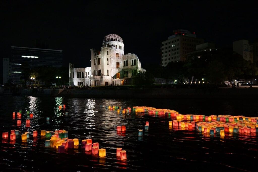Toro nagashi in Hiroshima Japan