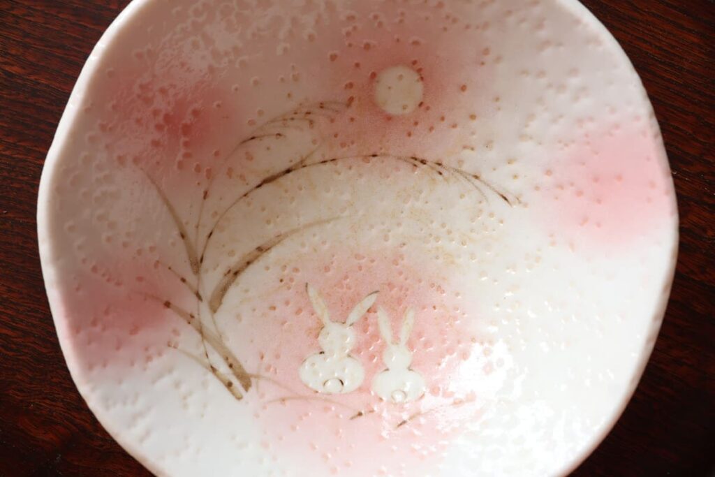 A Japanese plate with susuki and tsukimi pattern