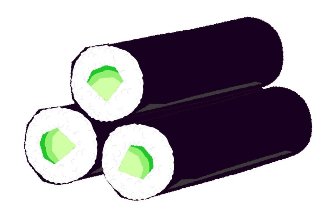 Maki-sushi with cucumber kappamaki